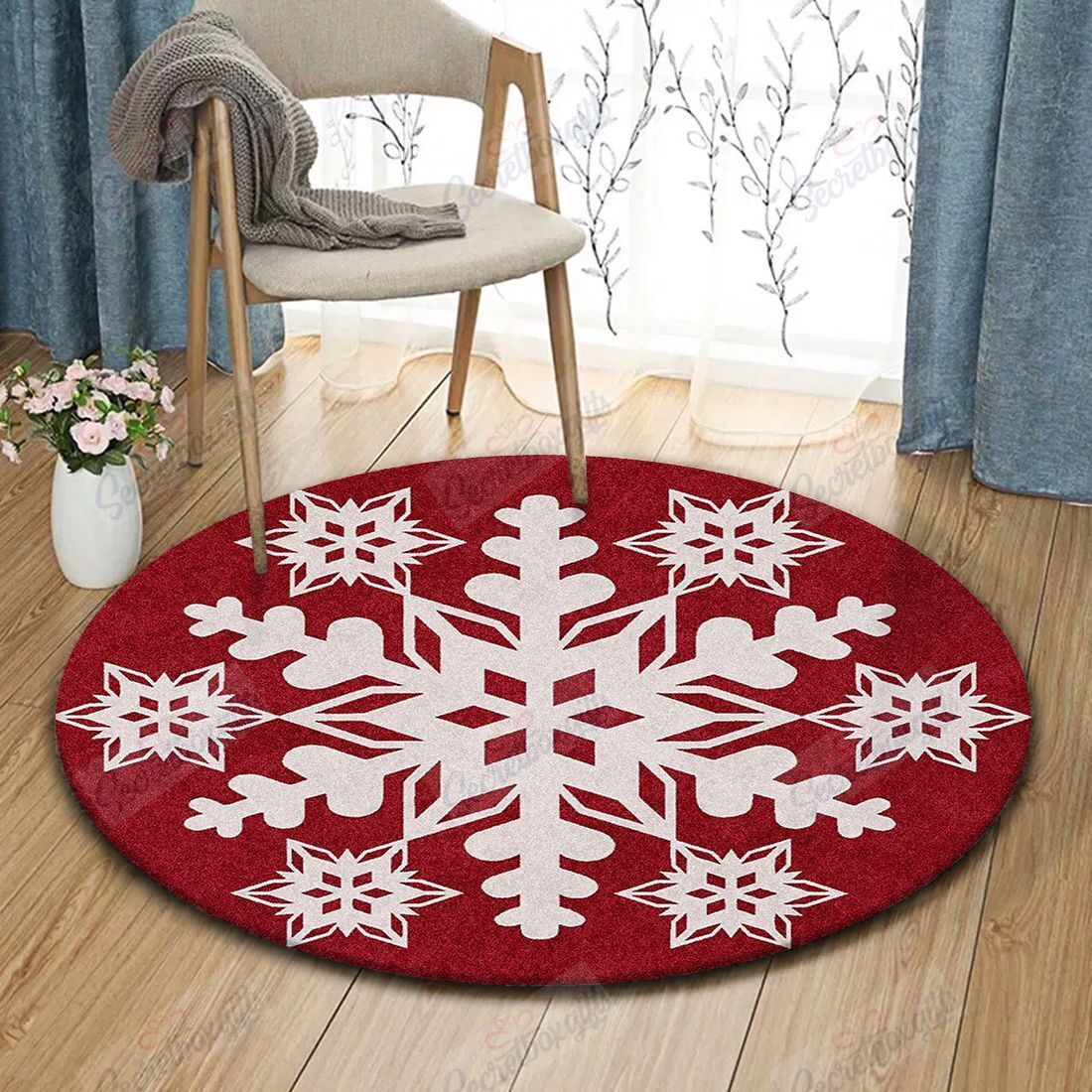 Christmas Snowflake Round Carpet