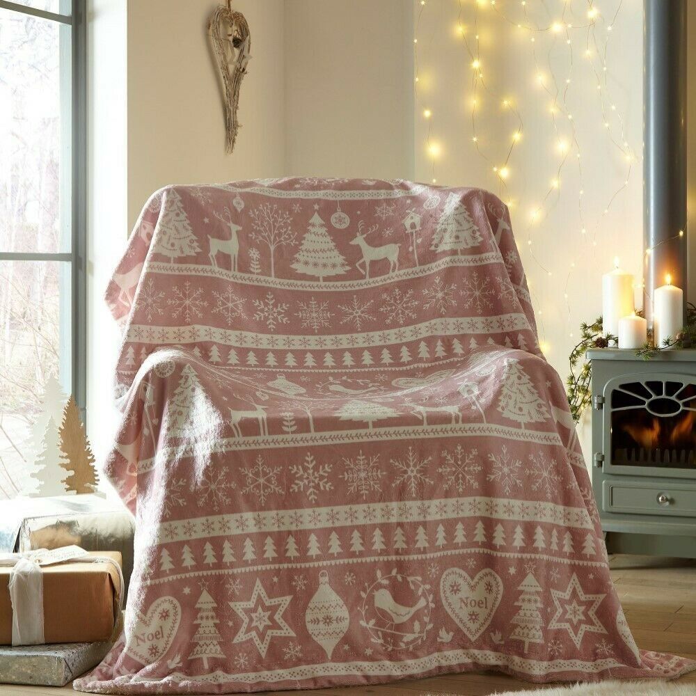 Christmas Snowflakes And Deer Sherpa Fleece Blanket