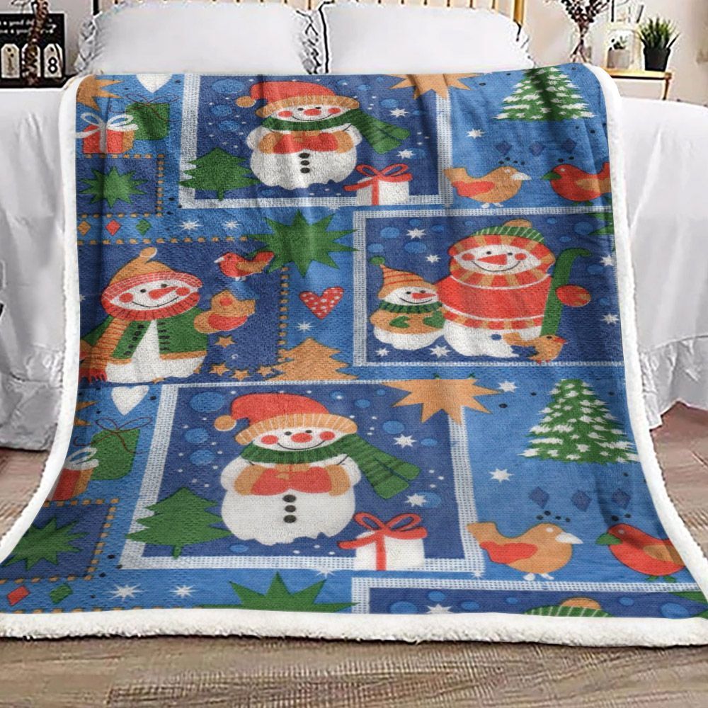 Christmas Snowman Sherpa Fleece Blanket