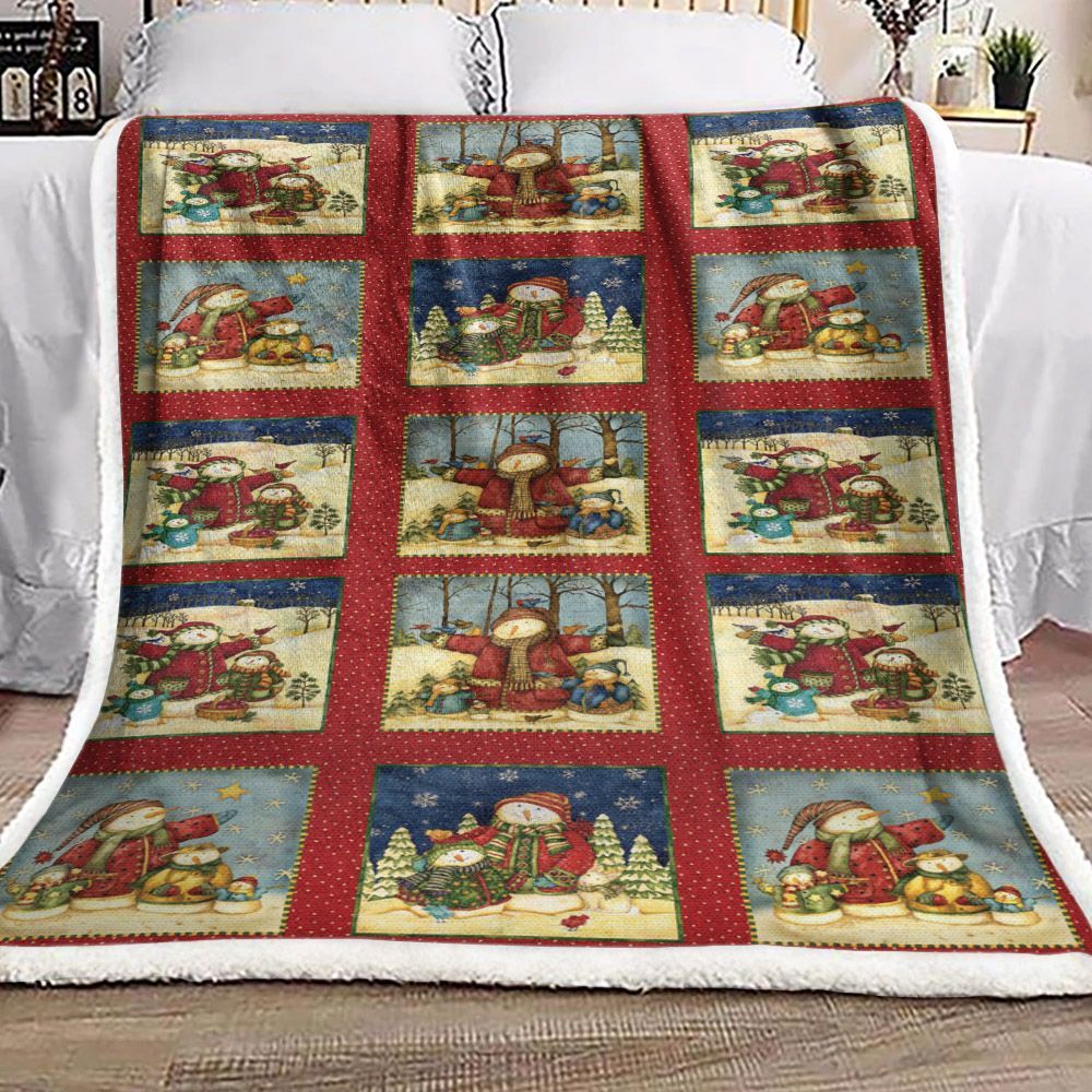 Christmas Snowman Sherpa Fleece Blanket