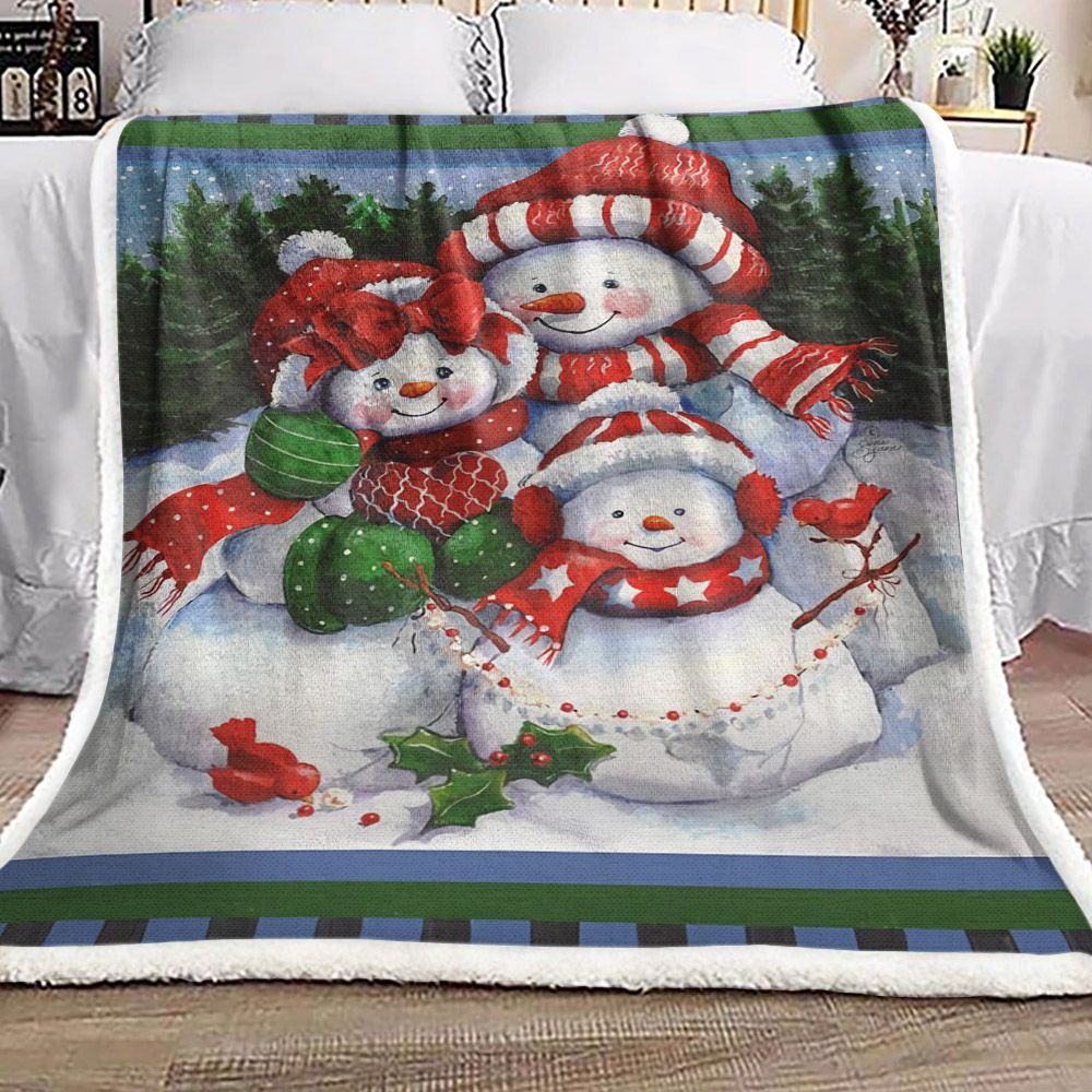 Christmas Snowman Sherpa Fleece Blanket