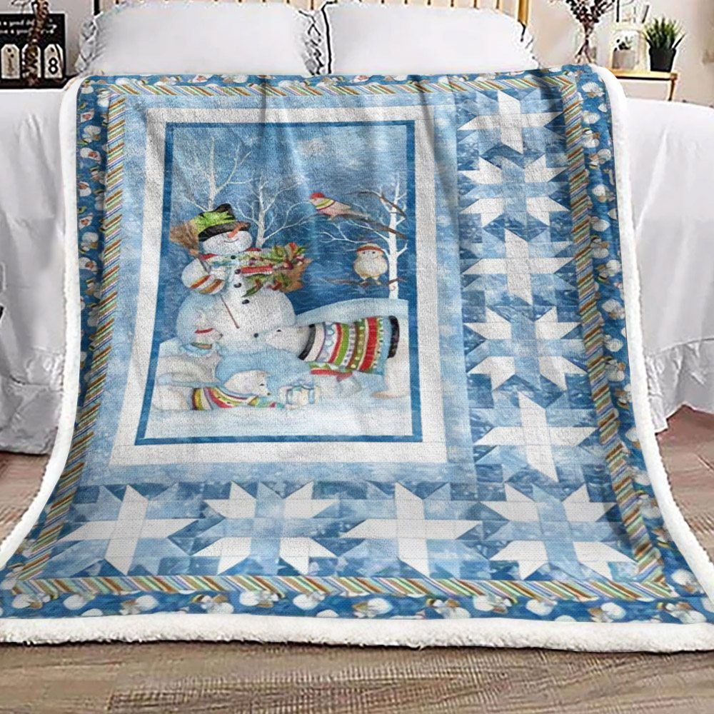 Christmas Snowman Sherpa Fleece Blanket