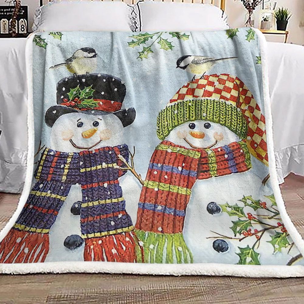 Christmas Snowman Sherpa Fleece Blanket