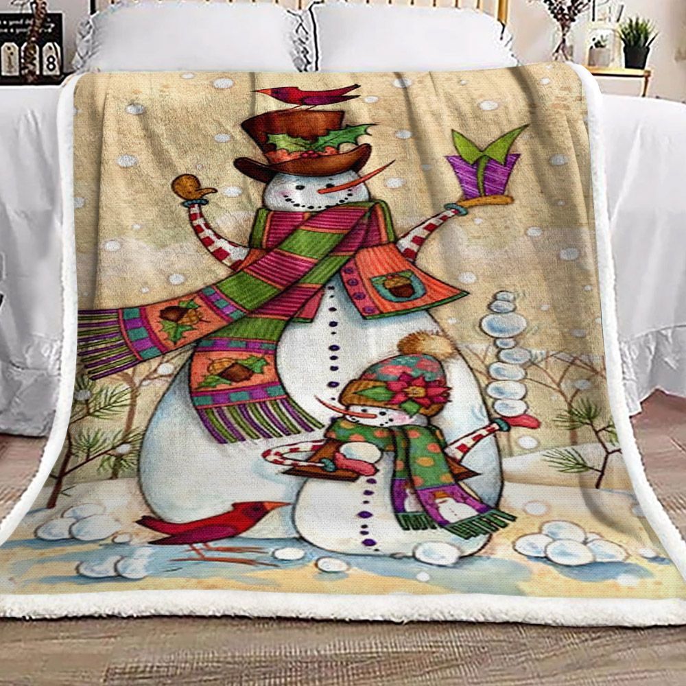 Christmas Snowman Sherpa Fleece Blanket