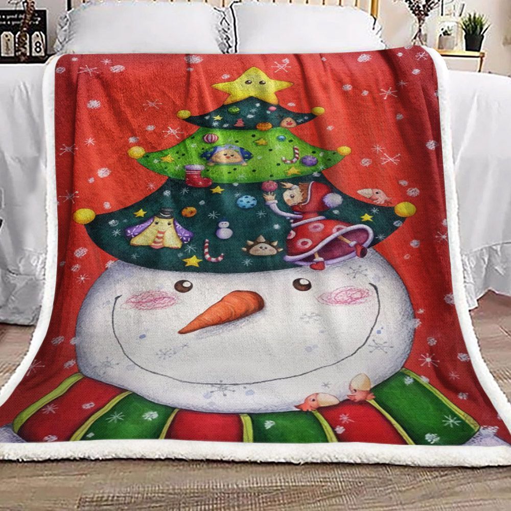 Christmas Snowman Sherpa Fleece Blanket