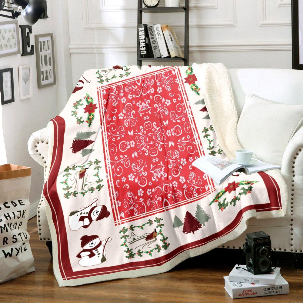 Christmas Snowman Sherpa Fleece Blanket