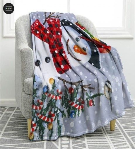 Christmas Snowman Sherpa Fleece Blanket