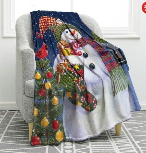 Christmas Snowman Sherpa Fleece Blanket