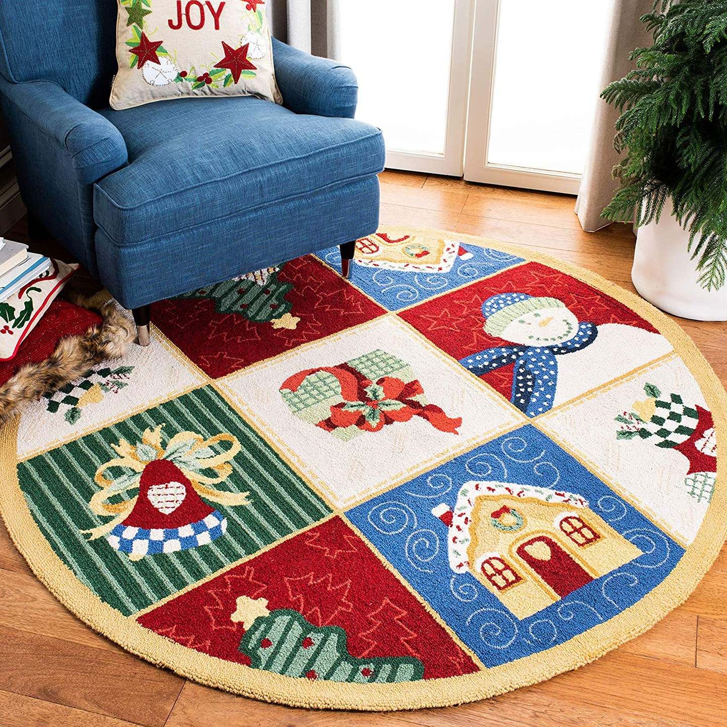 Christmas Snowman Round Carpet
