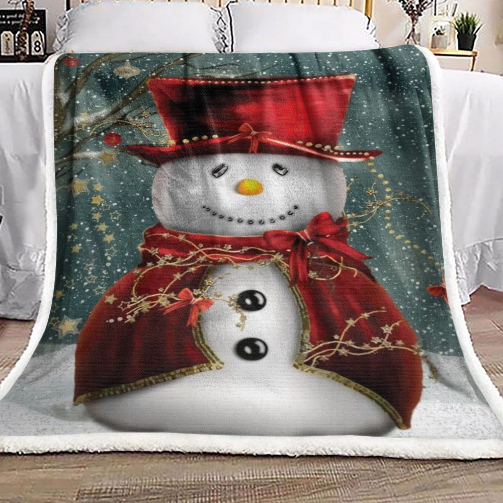 Christmas Snowman Sherpa Fleece Blanket