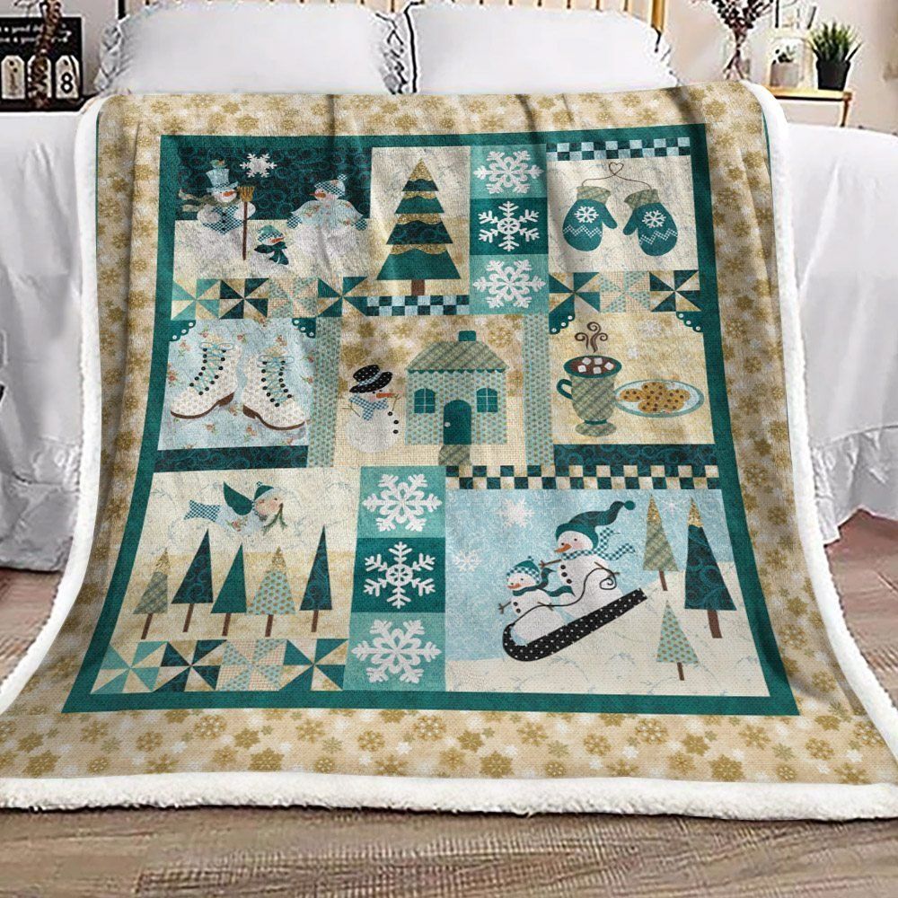 Christmas Snowman Sherpa Fleece Blanket