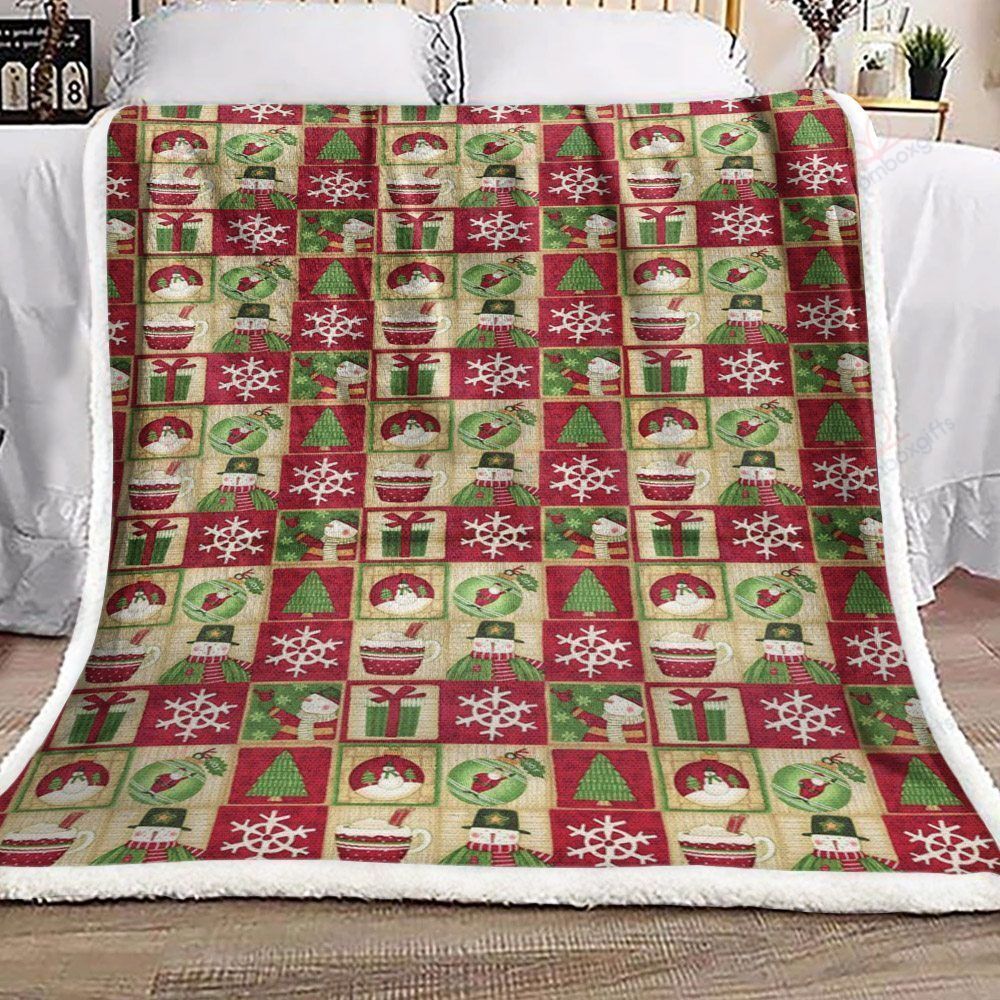 Christmas Snowman Gift Sherpa Fleece Blanket