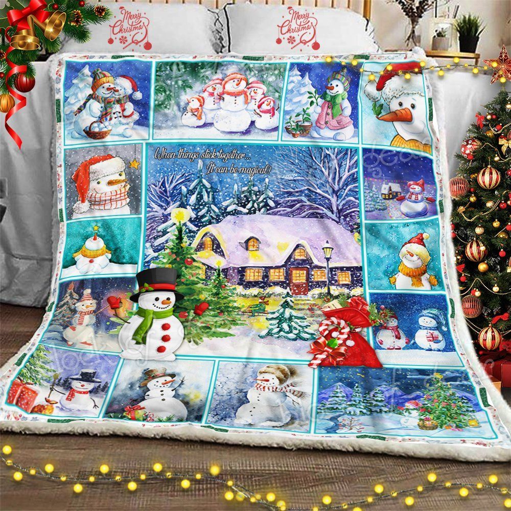 Christmas Snowman Sherpa Fleece Blanket