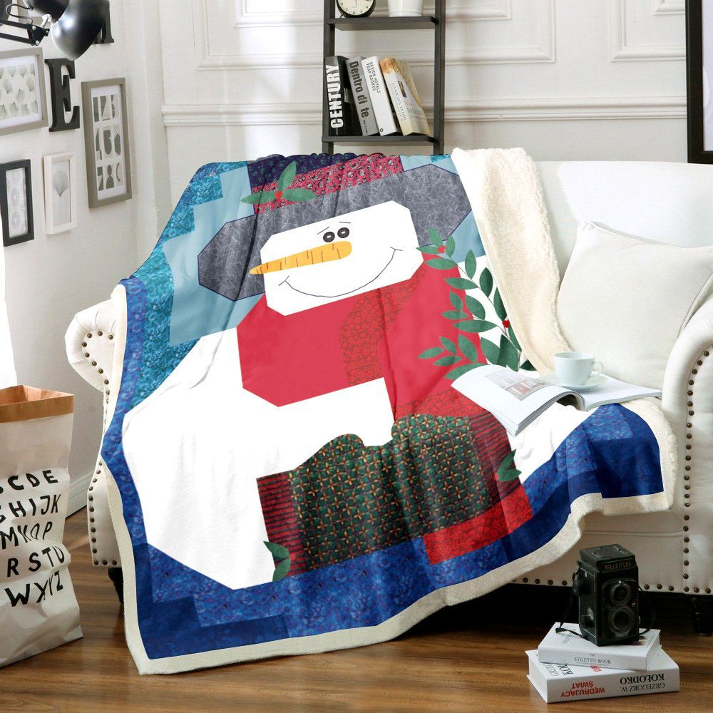 Christmas Snowman Sherpa Fleece Blanket