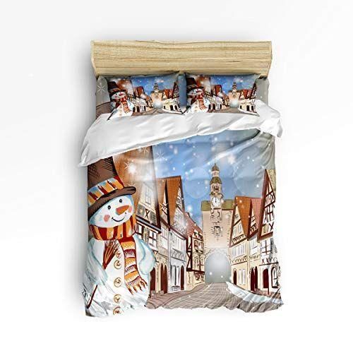 Christmas Snowman In City Bedding Set