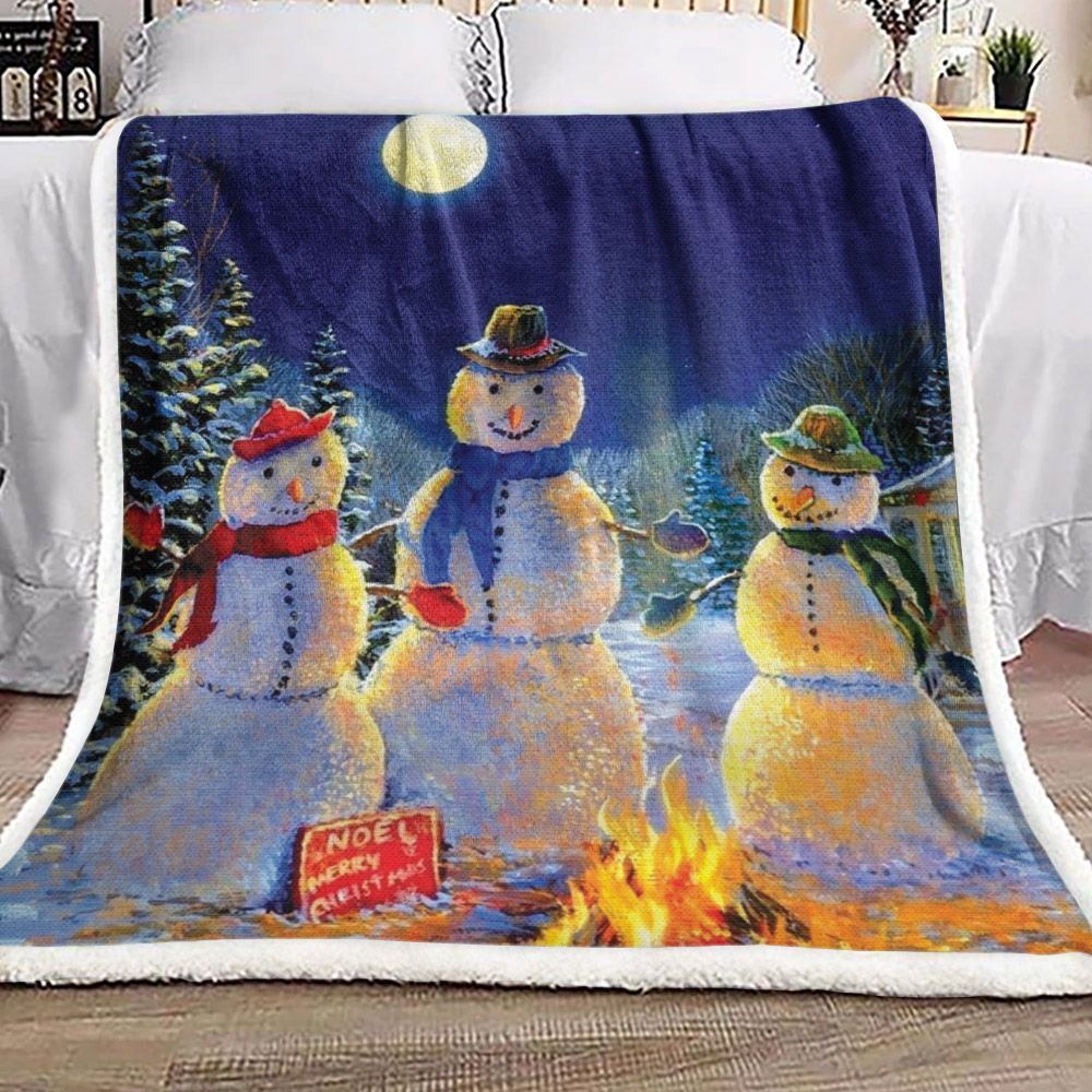 Christmas Snowman Sherpa Fleece Blanket