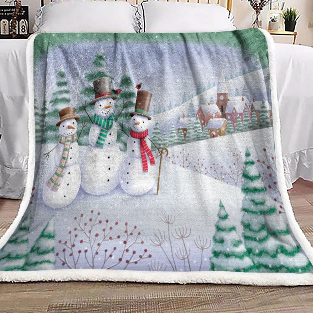 Christmas Snowman Sherpa Fleece Blanket