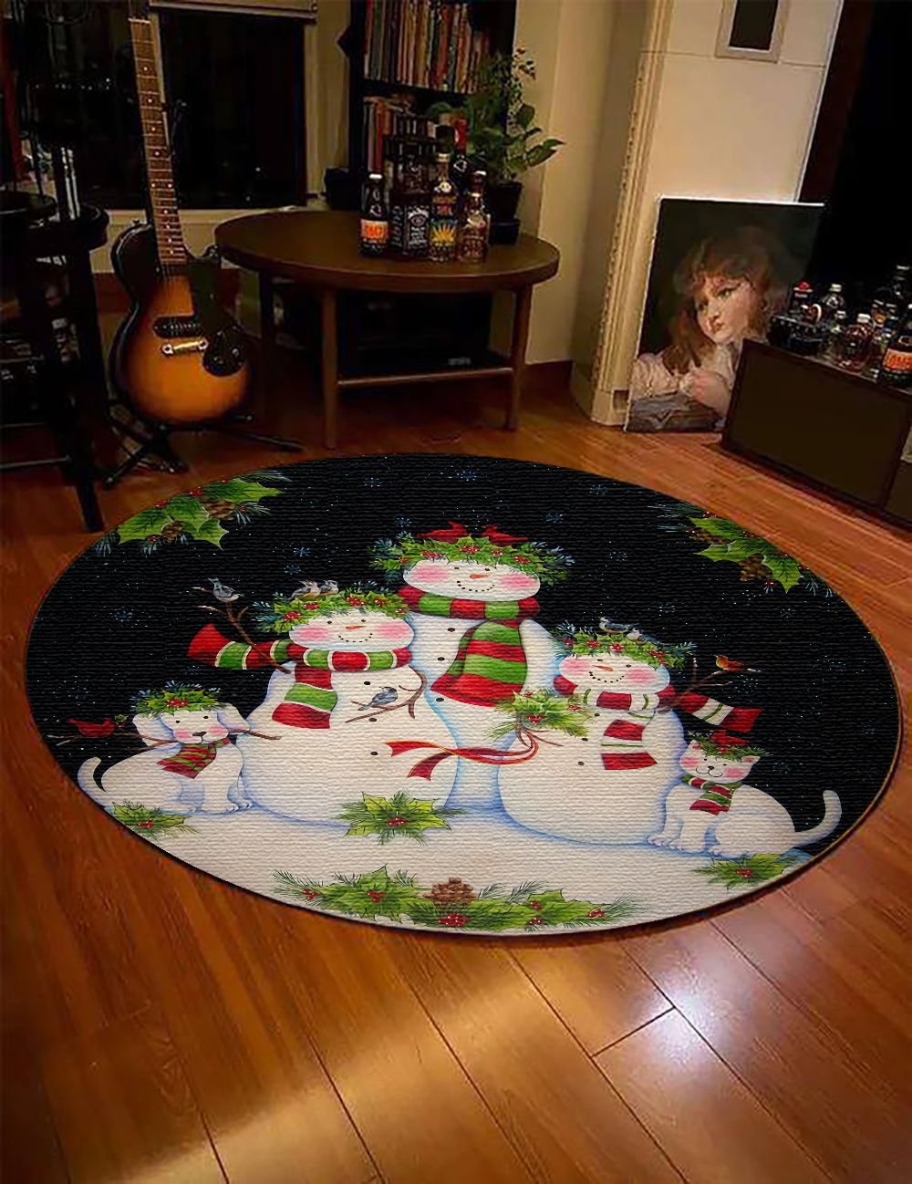 Christmas Snowman Round Carpet