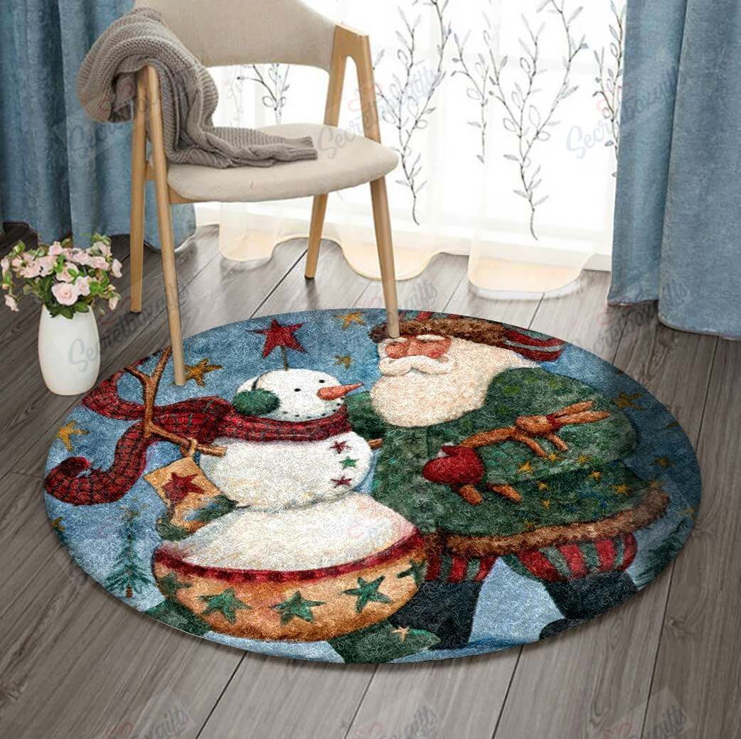 Christmas Snowman Round Carpet
