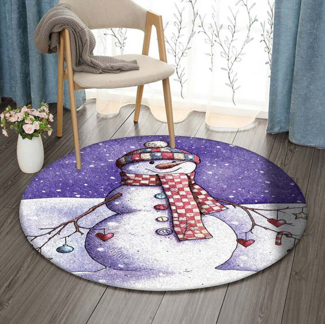 Christmas Snowman Round Carpet