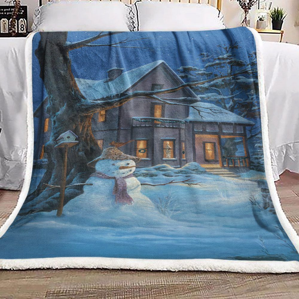 Christmas Snowman Sherpa Fleece Blanket