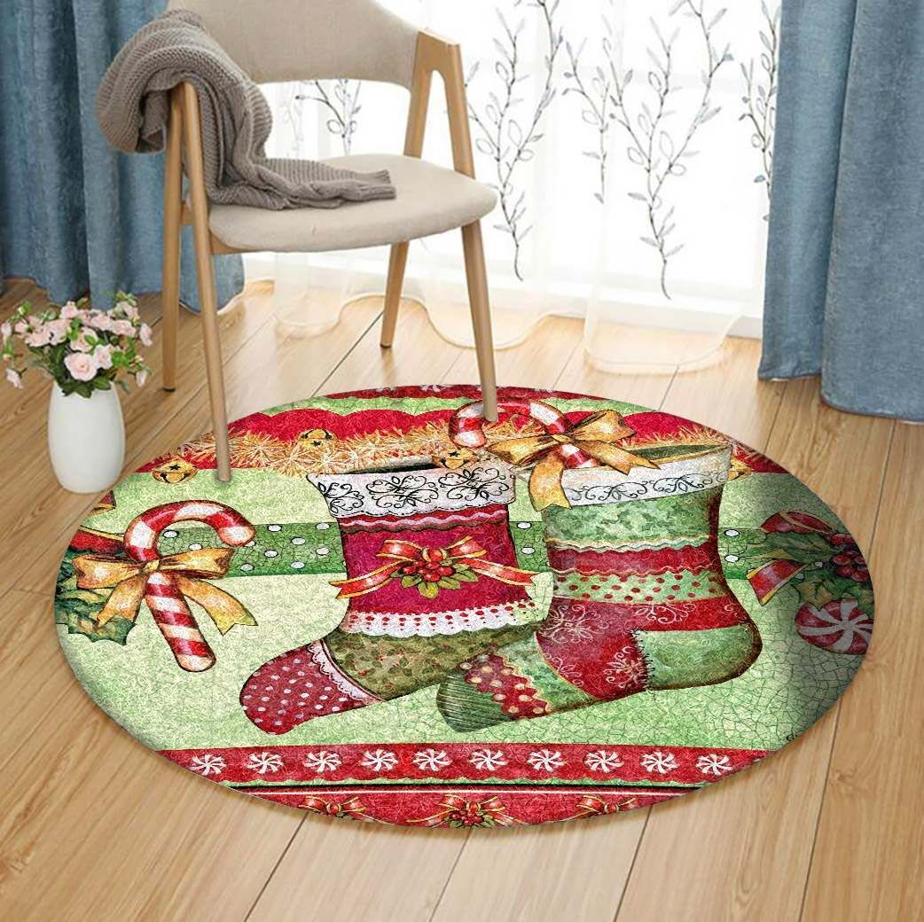 Christmas Stocking Round Carpet