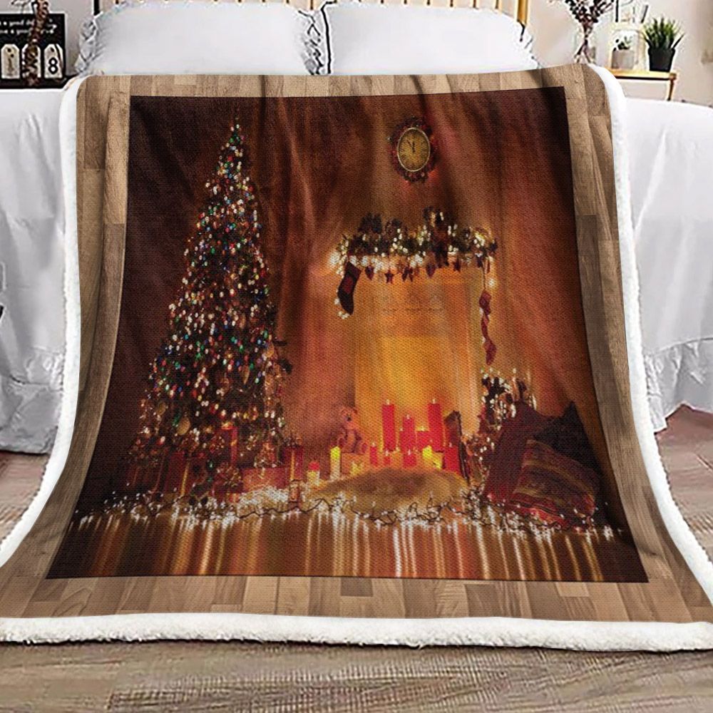Christmas Stove Candles Sherpa Fleece Blanket