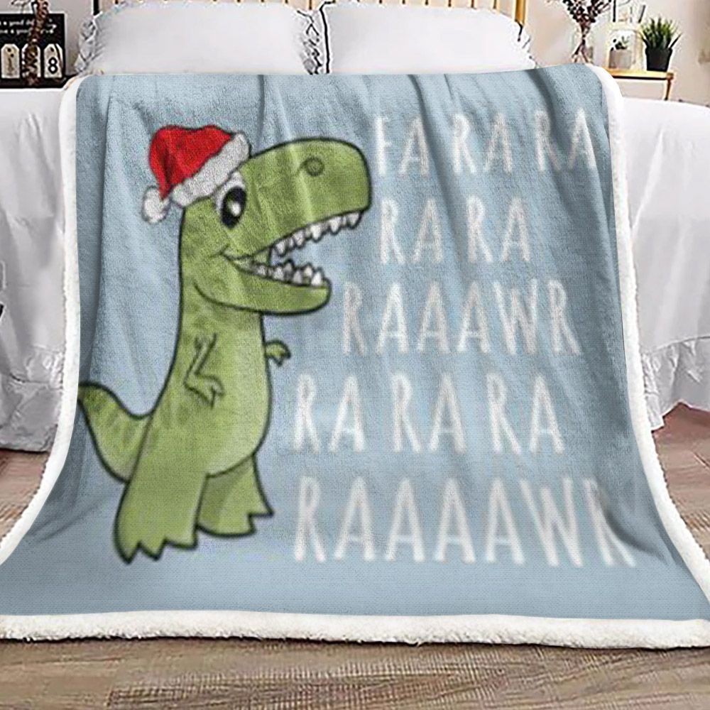 Christmas T Rex Sherpa Fleece Blanket