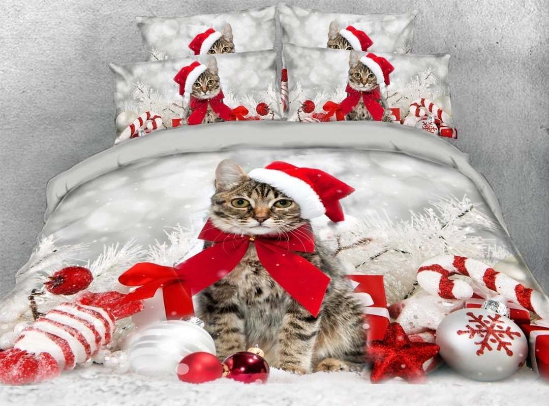 Christmas Theme Christmas Cat Bedding Set