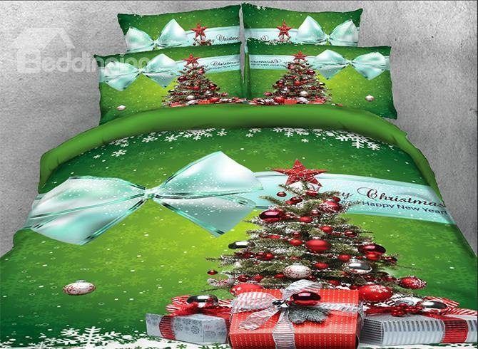 Christmas Tree And Bowknot Bedding Set