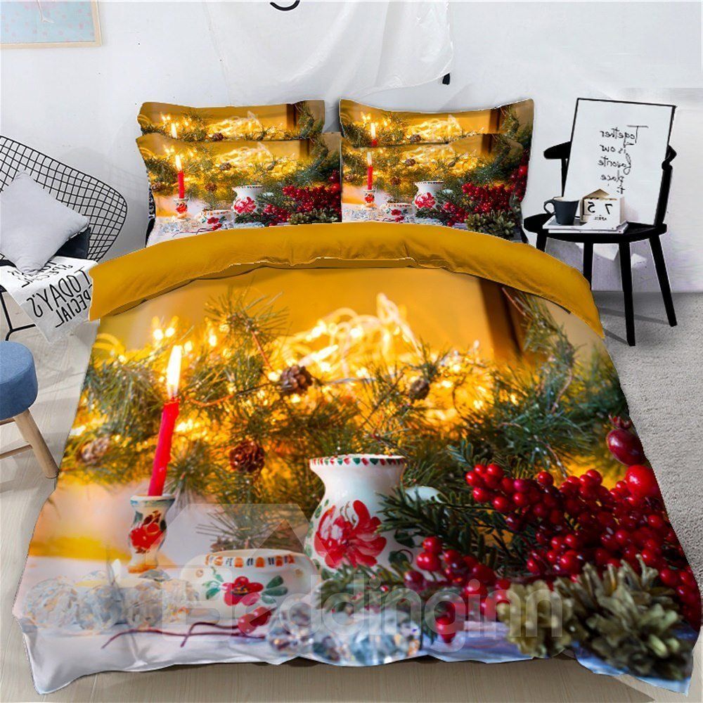 Christmas Tree And Candles Bedding Set