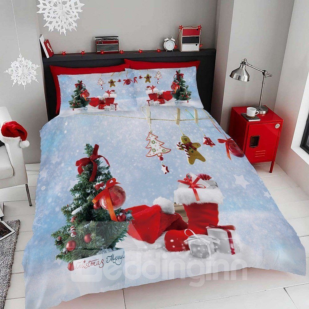Christmas Tree And Crafts Snow Bedding Set