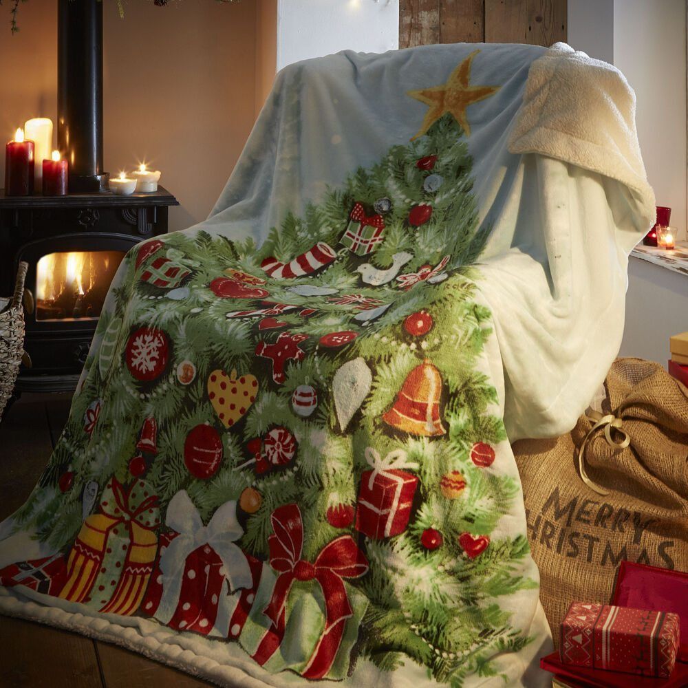 Christmas Tree And Gifts Sherpa Fleece Blanket