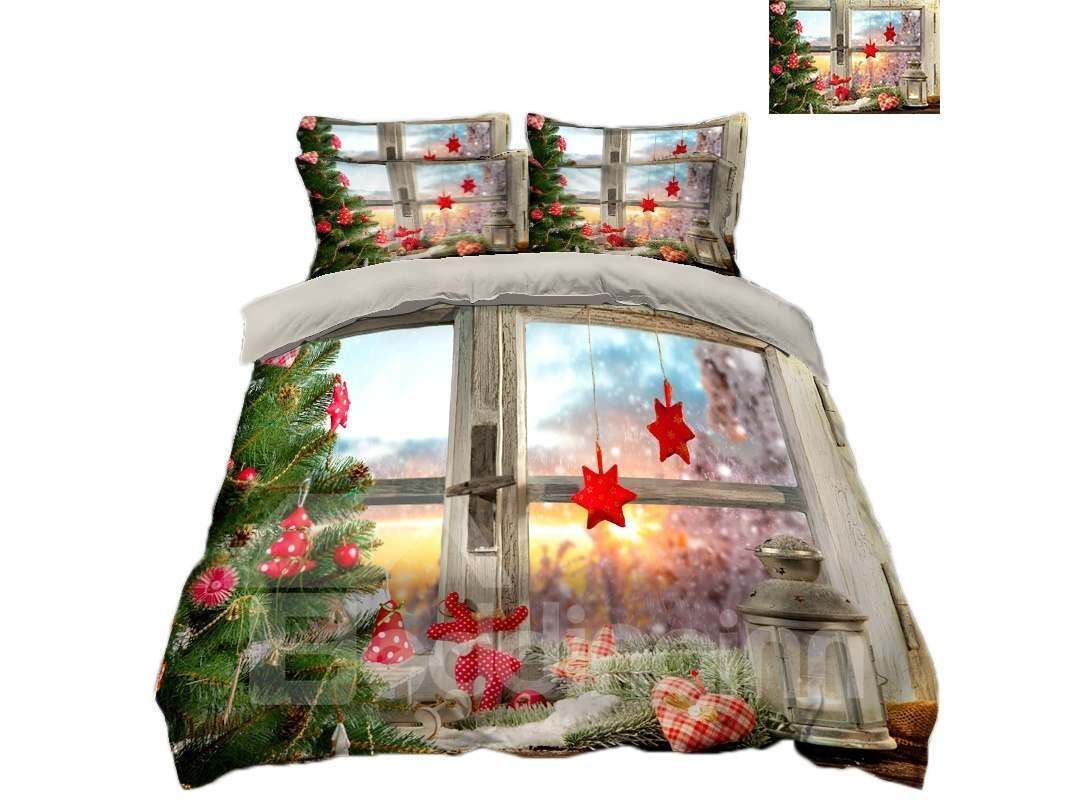 Christmas Tree And Windows Bedding Set