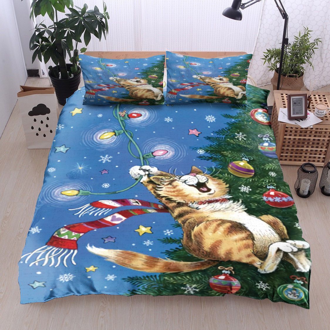 Christmas Tree Cat Bedding Set