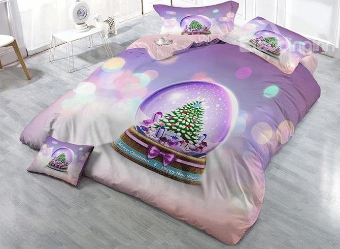 Christmas Tree Crystal Snow Ball Bedding Set