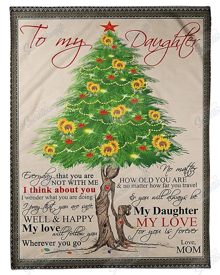 Christmas Tree I Think About You To Daughter Fleece Blanket