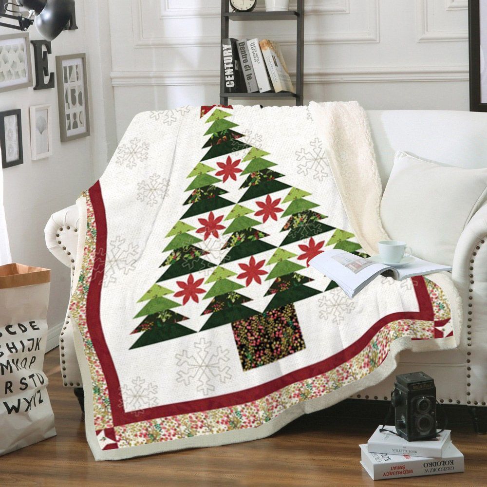 Christmas Tree In The Country Sherpa Fleece Blanket