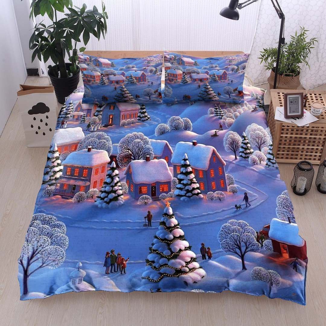 Christmas Tree In Village Bedding Set