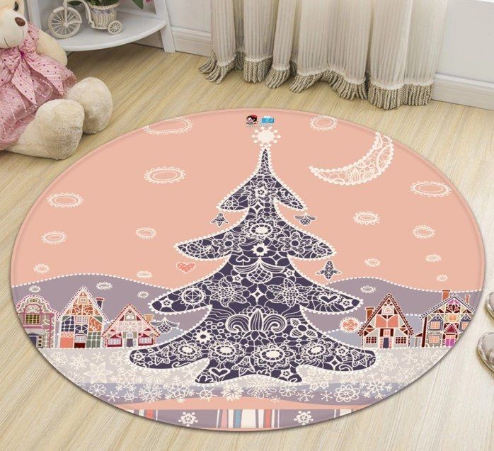 Christmas Tree Lace Round Carpet