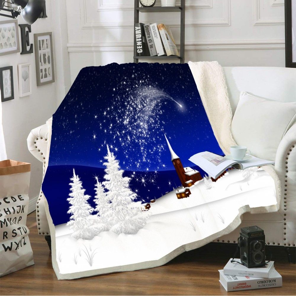 Christmas Tree Snowman Sherpa Fleece Blanket
