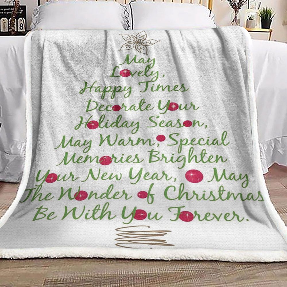 Christmas Tree Typography Sherpa Fleece Blanket