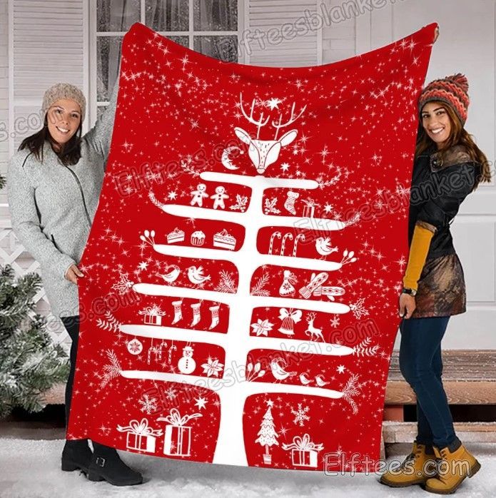 Christmas Trees Holly Jolly Season Sherpa Fleece Blanket