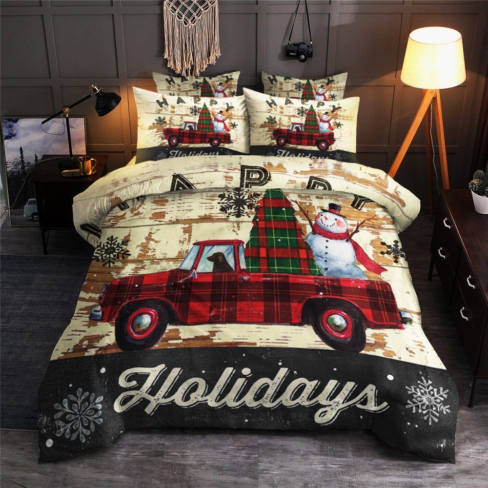 Christmas Truck And Snowman Bedding Set