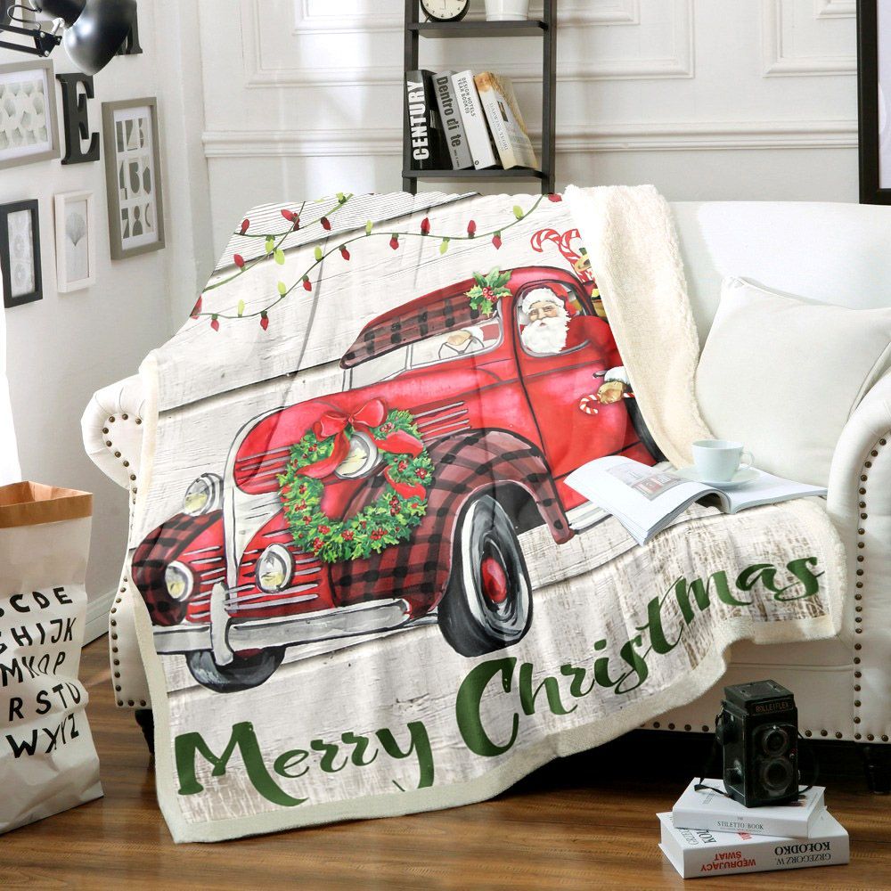 Christmas Truck Sherpa Fleece Blanket