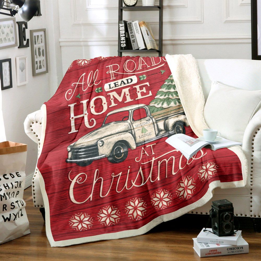 Christmas Truck Sherpa Fleece Blanket