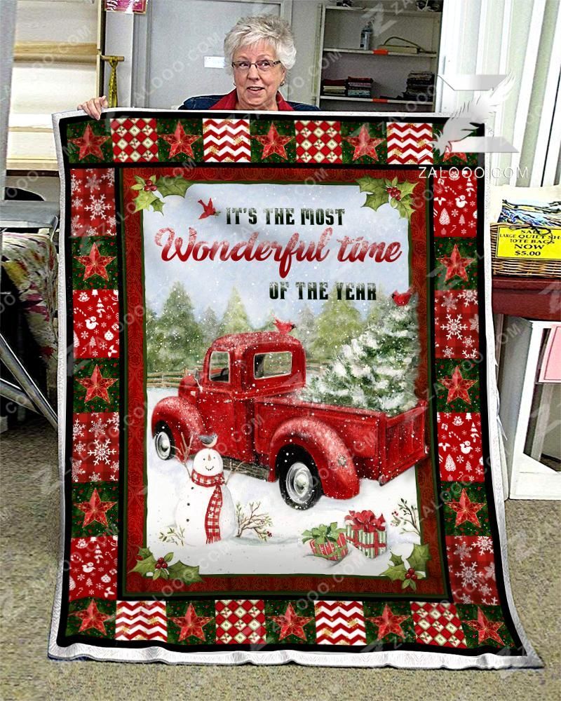 Christmas Truck Sherpa Fleece Blanket