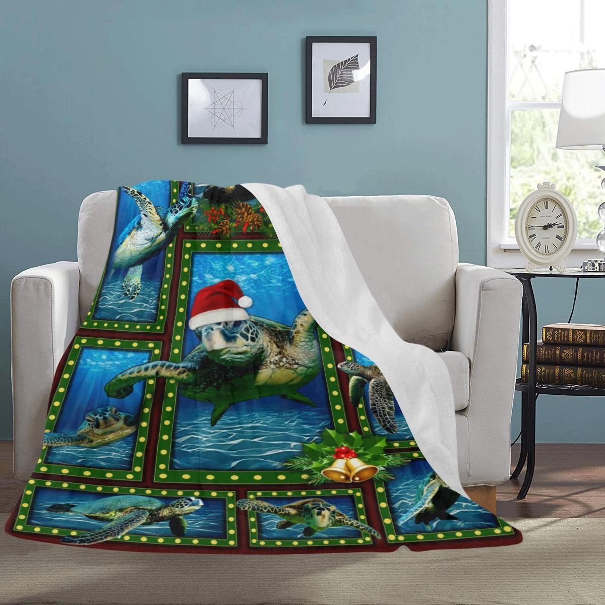 Christmas Turtle Sherpa Fleece Blanket