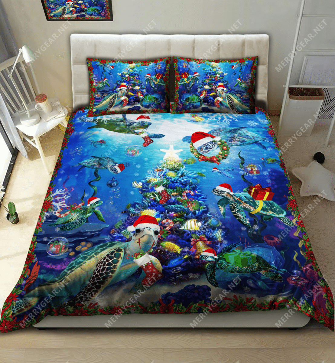 Christmas Under The Sea Turtle Bedding Set
