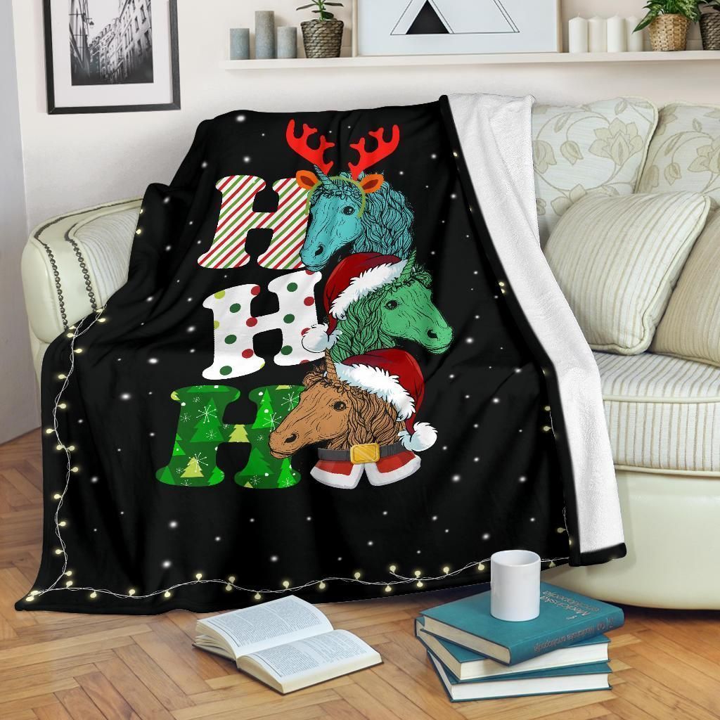 Christmas Unicorn Sherpa Fleece Blanket